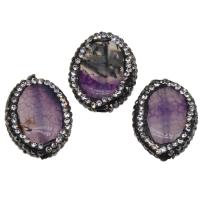 Agate σφαιρίδια, Δράκος φλέβες Agate, με πηλό rhinestone pave, με στρας, μικτά χρώματα, 23x17x6mm, Sold Με PC