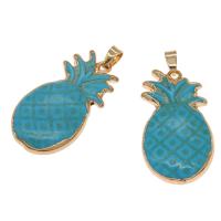 Turquoise Hanger, Zinc Alloy, met Synthetische Turquoise, Ananas, meer kleuren voor de keuze, 41x23x9mm, Verkocht door PC