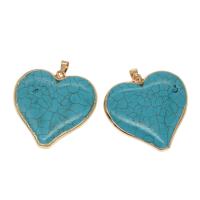 Turquoise Hanger, Zinc Alloy, met Synthetische Turquoise, Hart, meer kleuren voor de keuze, 44x43x10mm, Verkocht door PC