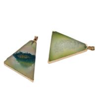 Ahat Privjesci Nakit, Cink Alloy, s Green Agate, Trokut, više boja za izbor, 50x48x8mm, Prodano By PC