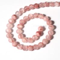 Pink Calcedony Beads Round polished DIY pink Sold By Strand