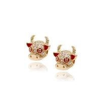 Cubic Zirconia Micro Pave Brass Beads Bull gold color plated micro pave cubic zirconia Sold By PC