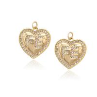 Cubic Zirconia Micro Pave Brass Pendant Heart gold color plated micro pave cubic zirconia Sold By PC