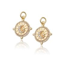 Cubic Zirconia Micro Pave Brass Pendant gold color plated micro pave cubic zirconia Sold By PC