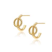 Messing oorbelknoppen, gold plated, voor vrouw & hol, 10x18mm, Verkocht door pair