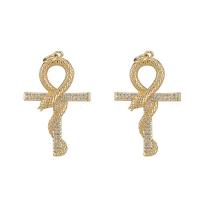 Cubic Zirconia Micro Pave Brass Pendant gold color plated micro pave cubic zirconia Sold By Pair