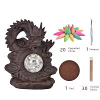 Backflow Incense Burner Purple Clay Dragon plated for home and office & durable Sold By PC