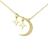 Brass Necklace Moon and Star plated fashion jewelry & for woman nickel lead & cadmium free Sold By Strand