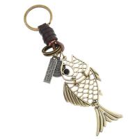 Zinc Alloy Key Clasp with PU Leather for man brown nickel lead & cadmium free Sold By PC