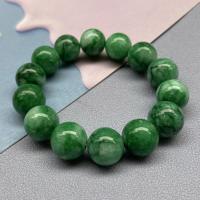 Gemstone karkötő, kvarcit Jade, csiszolt, egynemű, zöld, 14mm, Által értékesített PC