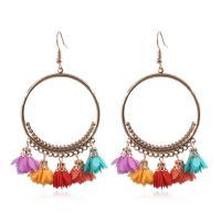 Fashion Fringe Oorbellen, Zinc Alloy, met Chiffon, Bloem, handgemaakt, voor vrouw, meer kleuren voor de keuze, 80x40mm, Verkocht door pair