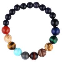 Gemstone Apyrankės, Natūralus akmuo, poliruotas, moters, multi-colored, 14mm,18mm, Ilgis 18.5-19 cm, Pardavė PC