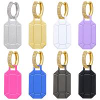 Pendiente Pendiente Huggie Hoop, metal, chapado, micro arcilla de zirconia cúbica, más colores para la opción, 14x37mm, Vendido por UD