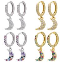 Huggie Hoop Drop Earring Brass plated micro pave cubic zirconia Sold By Pair