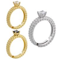 Messing Open -Finger-Ring, plattiert, Einstellbar & Micro pave Zirkonia, keine, 4.20mm, Bohrung:ca. 1mm, verkauft von PC