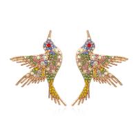 Strass Earring, Zinc Alloy, Vogel, mode sieraden & voor vrouw & met strass, nikkel, lood en cadmium vrij, 50x35mm, Verkocht door pair