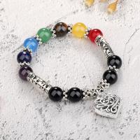 Pulseras de piedras preciosas, aleación de zinc, con Piedra natural, para mujer, multicolor, 10mm, longitud 18 cm, Vendido por UD