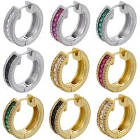 Orecchini cerchietti Hoop ottone, placcato, Micro spianare cubic zirconia, nessuno, 20x20mm, Venduto da coppia