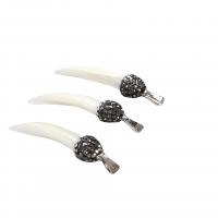 Natural White Shell Hangers, met strass klei pave, Hoorn, wit, 8x33mm, Verkocht door PC