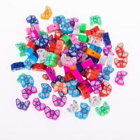 Polymer lerperler, Polymer Clay, Butterfly, forgyldt, du kan DIY, flerfarvede, 10mm, 50pc'er/Bag, Solgt af Bag