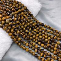 Tiger Eye Beads, Runde, du kan DIY, blandede farver, Solgt Per 38 cm Strand