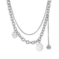 Collier d'acier titane, avec alliage de zinc, poli, unisexe & styles différents pour le choix, 45cm,40cm,5cm, Vendu par brin