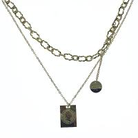 Collier d'acier titane, Placage, Double couche & pour femme, plus de couleurs à choisir, Vendu par Environ 17.72 pouce brin