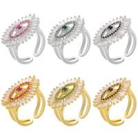 Messing Cuff fingerring, Eye, forgyldt, Justerbar & forskellige design til valg & Micro Pave cubic zirconia & for kvinde, flere farver til valg, 16mm, Solgt af PC