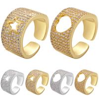 laiton Cuff Bague, Placage, Réglable & styles différents pour le choix & pavé de micro zircon & pour femme, plus de couleurs à choisir, 12mm, Vendu par PC