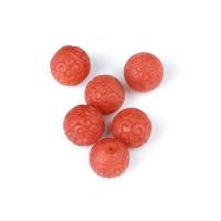 Yunnan Red Agate Beads Round Carved DIY red Sold By PC