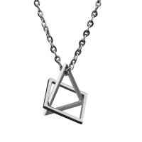 Svetr řetěz náhrdelník, Titanium ocel, Geometrický vzor, lesklý, unisex & dutý, 28x28mm, Délka Cca 23.62 inch, Prodáno By PC