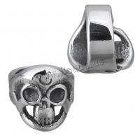 Stainless Steel Slide Charm Skull blacken Approx 8.5mm Sold By Lot