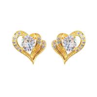 Zinc Alloy Stud Earring for woman & with rhinestone Sold By Pair