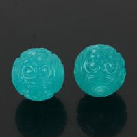 アマゾナイトビーズ, Amazonite, ラウンド形, 彫刻, DIY & 異なるサイズの選択, ブルー, 売り手 パソコン