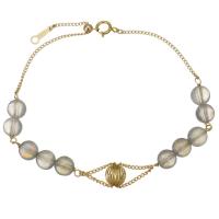 Moonstone bracelet, avec Doublé or, 14K rempli d’or, pour femme, gris, 6mm, Longueur Environ 7.5 pouce, Vendu par PC