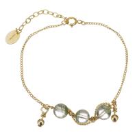 Grüner Phantomquarz Armband, mit gold-gefüllt, 14K goldgefüllt, für Frau, grün, 6mm,1mm, Länge ca. 6 ZollInch, verkauft von PC