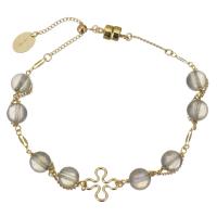 Moonstone bracelet, avec Doublé or, 14K rempli d’or, pour femme, gris, 10x10mm,6mm, Longueur Environ 7 pouce, Vendu par PC