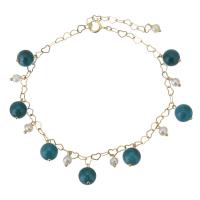 Apatite Armband, mit gold-gefüllt & Natürliche kultivierte Süßwasserperlen, 14K goldgefüllt, für Frau, blau, 6.5x9mm,3.5x6mm, Länge ca. 8 ZollInch, verkauft von PC