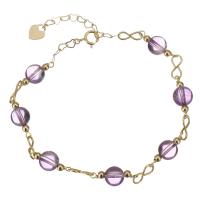 ametista pulseira, with Gold-filled, 14K cheio de ouro, para mulher, roxo, 16x6.5mm,8x4mm, comprimento Aprox 7 inchaltura, vendido por PC