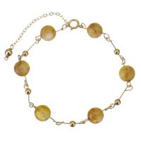 Rutilated Quartz Βραχιόλι, με Gold-filled, με 2 lnch επεκτατικού αλυσίδας, 14K χρυσό γεμάτο, για τη γυναίκα, χρυσός, 8mm,3mm, Sold Με PC