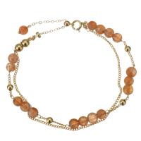 Strawberry Quartz Armband, mit gold-gefüllt, 14K goldgefüllt, für Frau, goldfarben, 5mm,1mm, Länge ca. 7 ZollInch, verkauft von PC