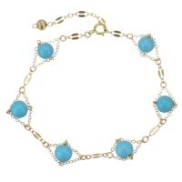 turquesa Pulsera, con Oro-llenado, con 1.5 lnch extender cadena, 14K lleno de oro, para mujer, azul, 6mm,5x2.5mm, longitud aproximado 6.5 Inch, Vendido por UD