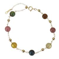 tourmaline bracelet, avec Doublé or, 14K rempli d’or, pour femme, multicolore, 6mm,3mm, Longueur Environ 8 pouce, Vendu par PC