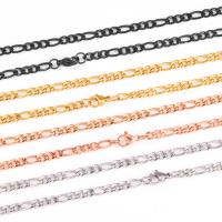 Stainless Steel Chain Ogrlica, Nehrđajući čelik, s Titanium Čelik, pozlaćen, Figaro lanac, više boja za izbor, Prodano By PC