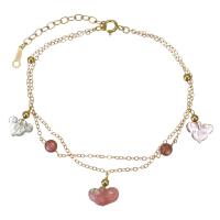 Strawberry Quartz Armband, mit gold-gefüllt, 14K goldgefüllt, für Frau, grau, 19.5x6mm,4mm,1.2mm, Länge ca. 6 ZollInch, verkauft von PC