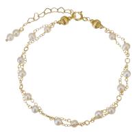 Natürliche kultivierte Süßwasserperlen Armband, mit gold-gefüllt, 14K goldgefüllt, für Frau, weiß, 3.5mm,1.2mm, verkauft von PC