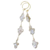 perle d'eau douce cultivée Boucle d'oreille goutte, avec Doublé or, 14K rempli d’or, pour femme, blanc, 75mm,9x16mm, Vendu par PC