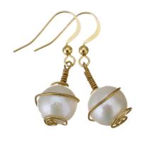 Sladkovodní Pearl Drop náušnice, s Gold naplněné, 14K plněné zlatem, pro ženy, bílý, 37mm,13x22mm, Prodáno By Pair