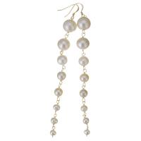 Ferskvandsperle Drop Earring, med Guld-fyldt, 14.000 guldfyldte, for kvinde, hvid, 116mm,11mm,5mm, Solgt af par