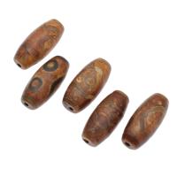 Natuurlijke Tibetaanse Agaat Dzi Beads, Kolom, DIY, geel, 30x13x13mm, Gat:Ca 2mm, Verkocht door PC